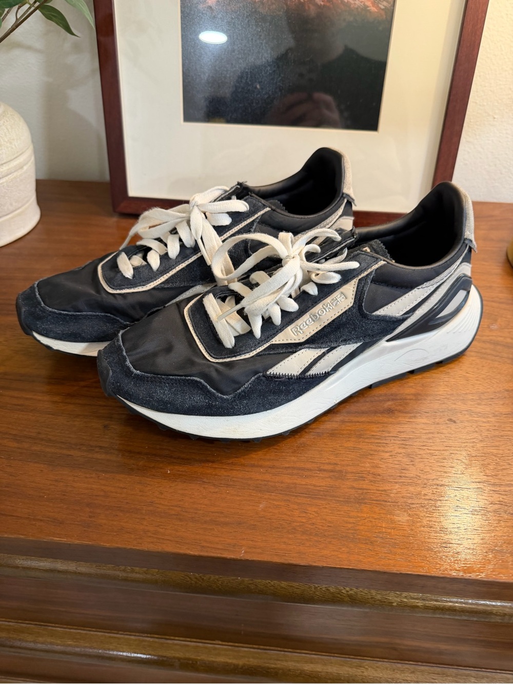 Reebok Men’s Black and White Retro Runner Sneakers